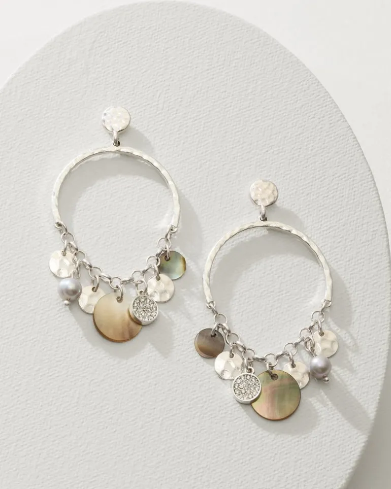 Marco Island Shell and Mother of Pearl Drop Hoop Earrings