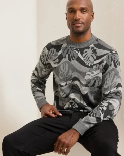 Monstera Camouflage Crew Sweater