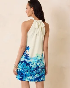 Ocean Side Views Silk Halter Dress