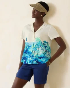 Oceanside Views Talulla Silk Camp Shirt
