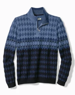 Ombré Argyle Half-Zip Sweater
