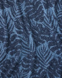 Palm Fronds Navy Faux Teddy Throw