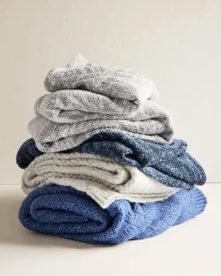 Palm Fronds Navy Faux Teddy Throw