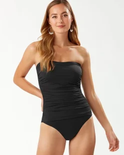 Pearl Shirred Bandeau One-Piece Swimsuit