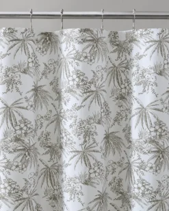 Pen and Ink Bahama Brown Palm Shower Curtain