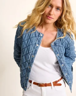 Quilted Cropped Denim Jacket
