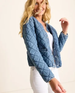 Quilted Cropped Denim Jacket
