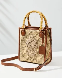 Raffia & Leather Bamboo Mini Tote