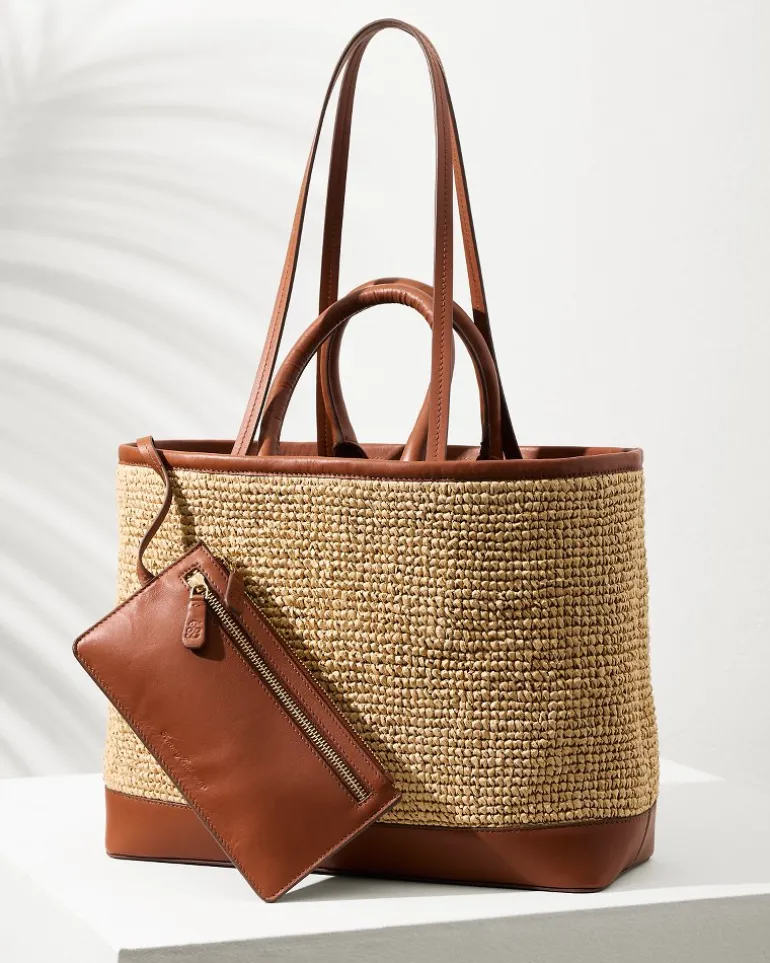 Raffia & Leather Pineapple Tote