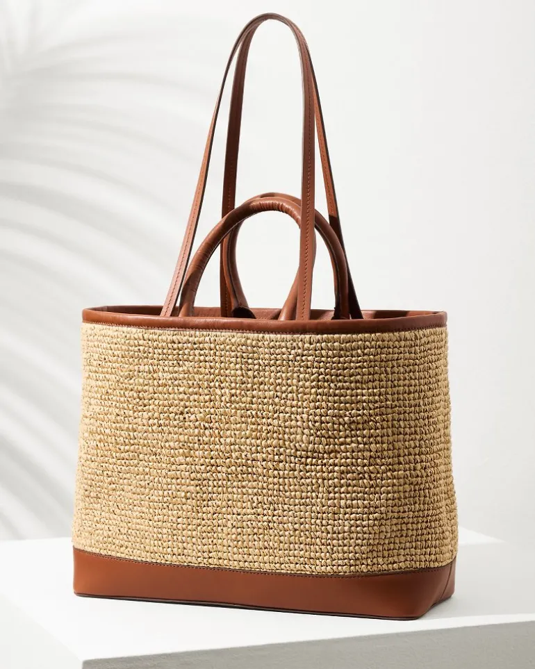 Raffia & Leather Pineapple Tote