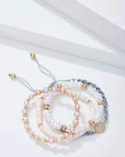 Sanibel Island Heishi and Pearl Bracelet Set