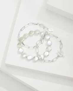 Sanibel Island Link & Pearl Bracelet Set