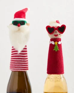 Santa & Mrs. Claus Bottle Topper Set