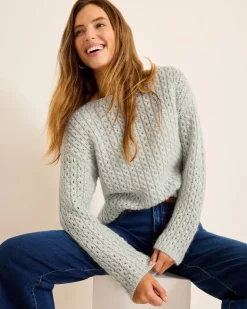 Shimmer Cable Boat-Neck Sweater