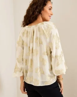 Shimmering Shores Peasant Top
