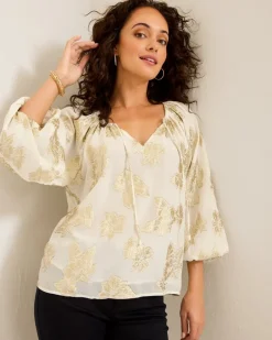 Shimmering Shores Peasant Top