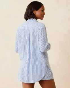 Shoreline Stripe Boyfriend Beach Shirt