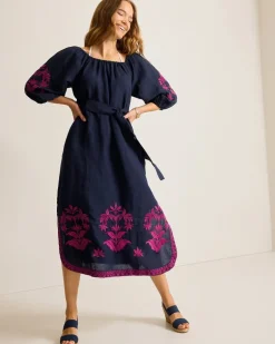 St. Lucia Embroidered Linen-Blend Coverup Dress
