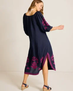 St. Lucia Embroidered Linen-Blend Coverup Dress