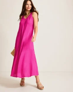 St. Lucia Linen-Blend Bias-Cut Coverup Dress