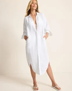 St. Lucia Linen-Blend Coverup Shirt Dress