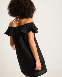 St. Lucia Linen-Blend Off-the-Shoulder Coverup Dress