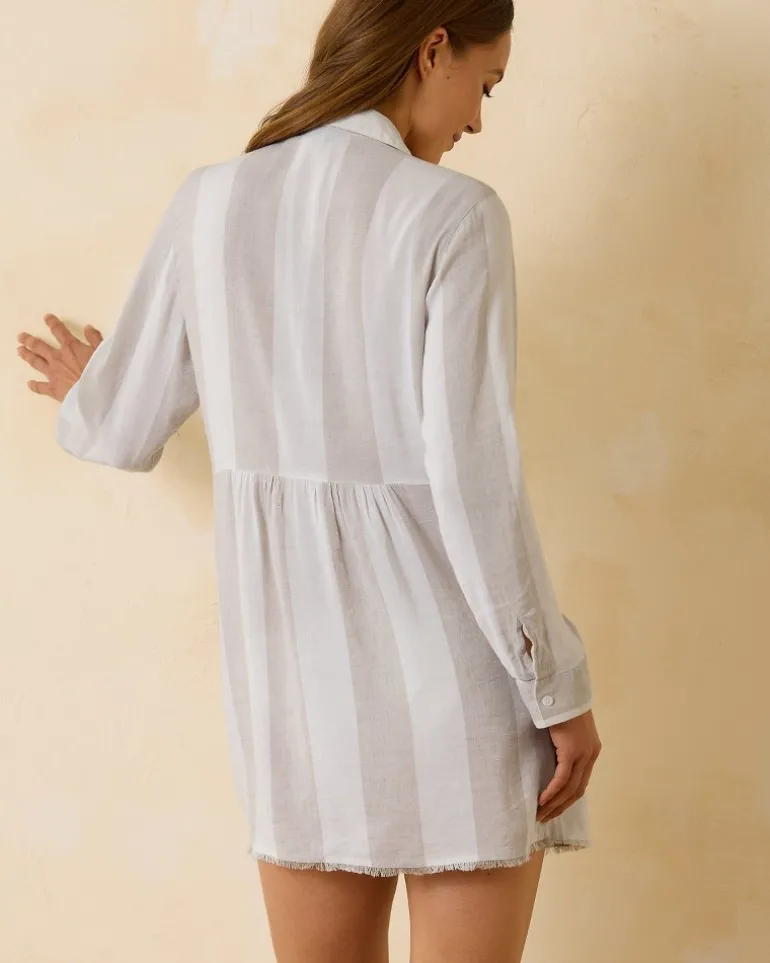 St. Lucia Linen-Blend Rugby Stripe Beach Shirt