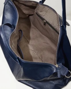 Stanford Navy Leather Duffel Bag