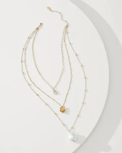 Tidal Treasure Floral Charm Layered Necklace