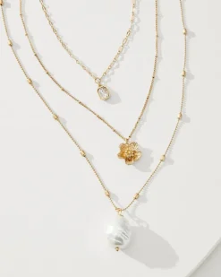 Tidal Treasure Floral Charm Layered Necklace