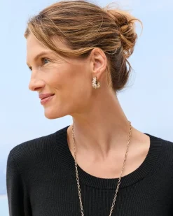 Tidal Treasure Mother of Pearl and Stone Chunky Hoops