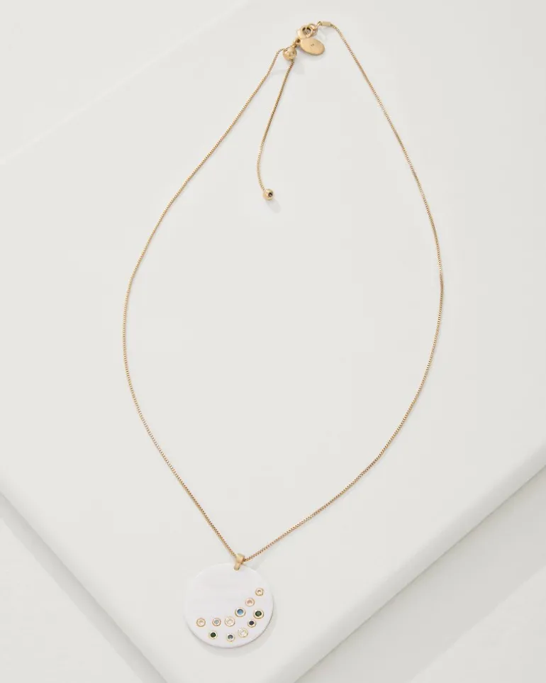 Tidal Treasure Mother of Pearl Disc Pendant Necklace