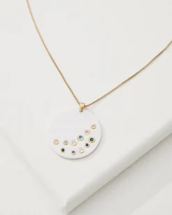 Tidal Treasure Mother of Pearl Disc Pendant Necklace