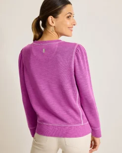 Tobago Bay Puff-Sleeve Crew Sweatshirt