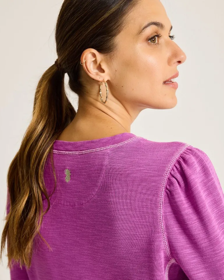 Tobago Bay Puff-Sleeve Crew Sweatshirt