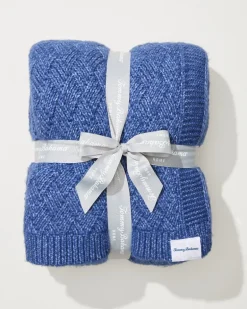 Treillage Blue Knit Throw