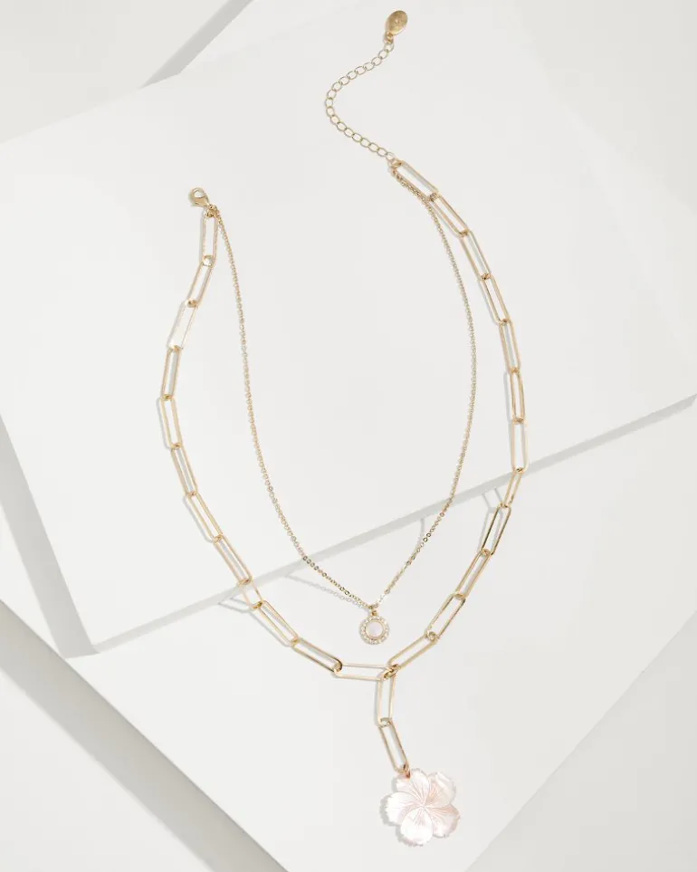 Tropical Blooms Hibiscus Charm Layered Necklace