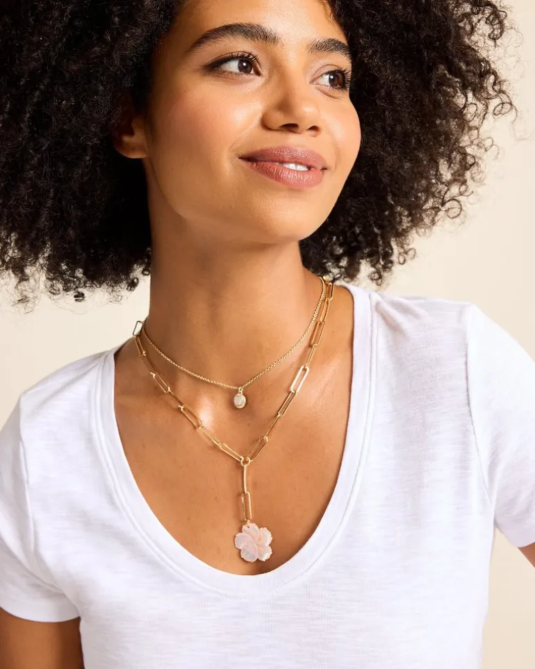 Tropical Blooms Hibiscus Charm Layered Necklace