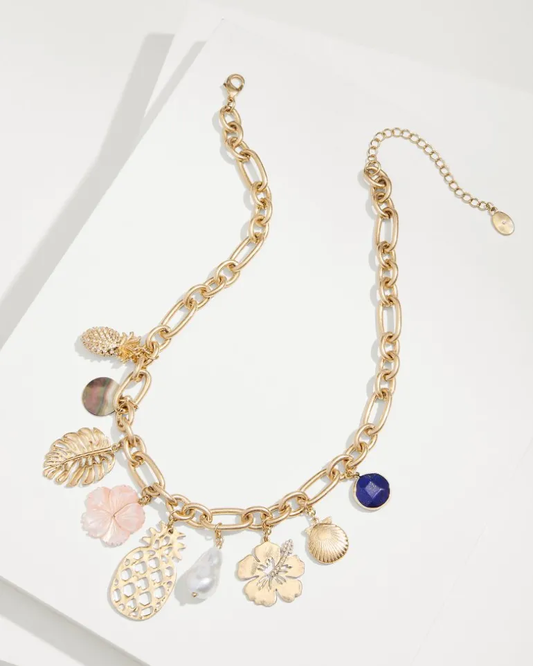 Tropical Blooms Statement Charm Necklace
