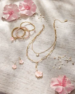 Tropical Blooms Stretch Charm Bracelet Set