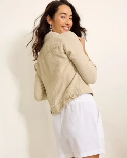 Two Palms Linen Raw-Edge Jacket