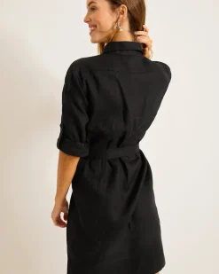 Two Palms Patch-Pocket Linen Dress