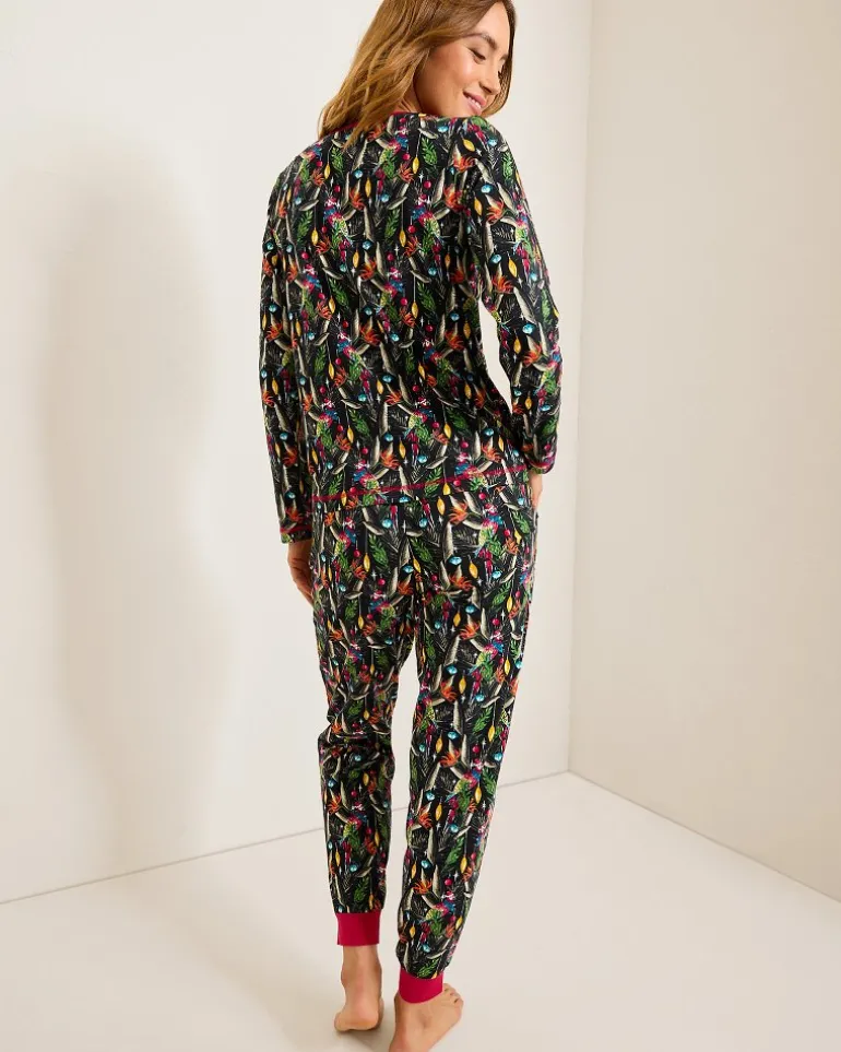 Women's Holiday Parrot V-Neck & Pants Family Pajama Set